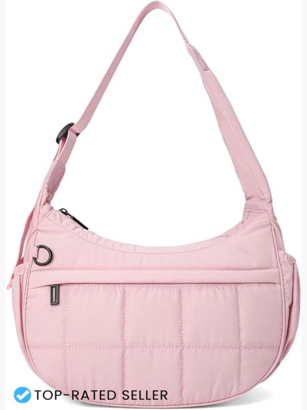Quilted Puffer Crescent Crossbody Bag Lightweight Nylon Waterproof Adjustable